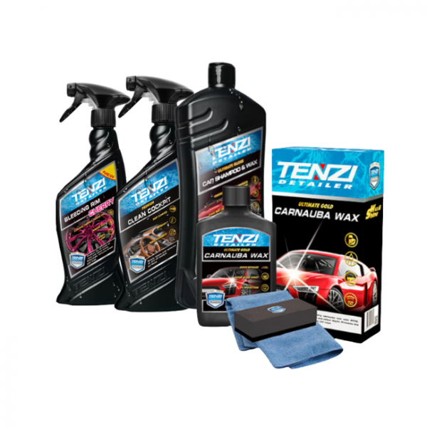 Car Cleaning Set - Includes Wash And Wax Shampoo, Wheel Cleaner & Cockpit cleaner , Carnauba Wax 